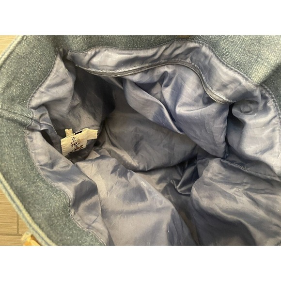 Walt Disney World Mickey Mouse Denim Embroidery Flowers Button Large Tote Purse - Picture 9 of 10